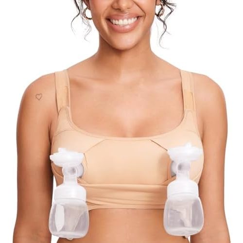 MOMANDA Women's Pumping Bra Hands Free Maternity Nursing Sports Bras for Breastfeeding Wireless All-in-One