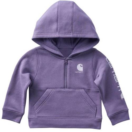 Girls' Long Sleeve Half-Zip Hooded Logo Sweatshirt