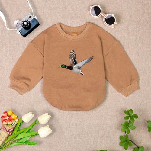 Mallard Duck Romper Sweatshirt, Duck Hunting Baby Outfit, Funny Toddler Hunting Bodysuit, Baby Outdoor Gift, Animal-Themed Birthday Outfit