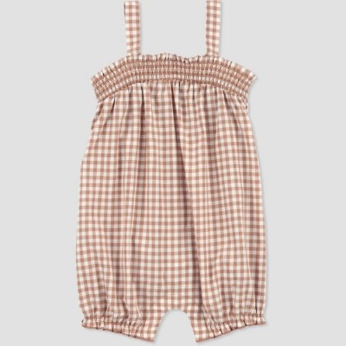 Carter's Just One You® Baby Girls' Gingham Romper - Brown/White, Size: Newborn