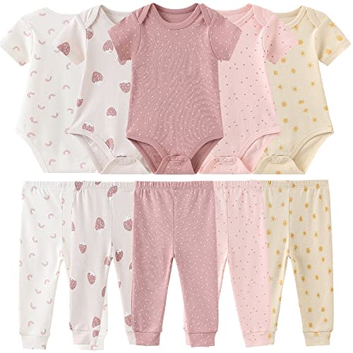 Kiddiezoom Baby Layette Set Baby Boys' 9-Piece Bodysuits Pants Set Toddler Girl Boy Unisex Baby Gift Sets