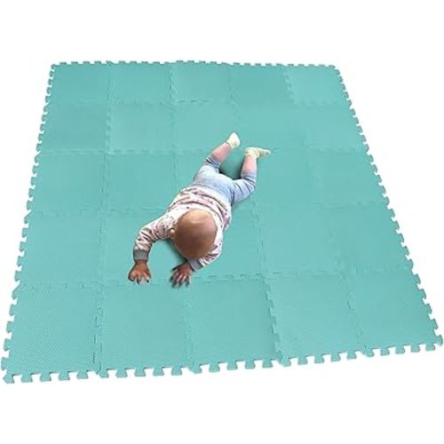 MQIAOHAM® 25 Pieces Puzzle Play Mats, Soft Baby Play Mat, Kids Interlocking Foam Floor Tiles, Toddlers Carpet Playmats G301025-108