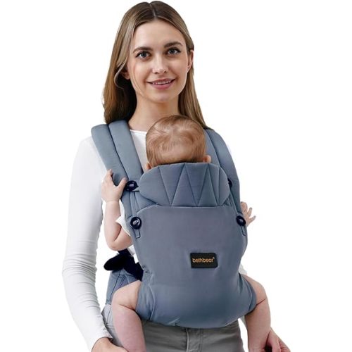 Baby Carrier Newborn to Toddler, 7-45 lbs with Natural Material, Ergonomic Design,Versatile and Adjustable,Hands Free for Moms&Dads,Blue