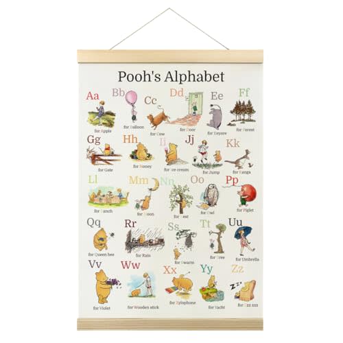 Cute Bear Alphabet Hanger Frame Classic Wall Decorations Cute Bear ABC Poster Alphabet Wall Decor for Nursery Classrooms Living Rooms 12x16 Inch
