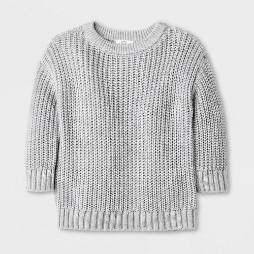Baby Shaker Pullover Sweater - Cat & Jack™, Color: Light Gray, Size: 0-3M