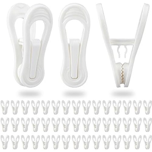 120 Pcs Multi-Purpose Plastic Hanger Clips, White Clothing Finger Clips for Hangers, Pants, Socks, Hats, Skirts and Household Organization
