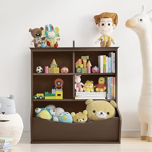 CAPHAUS Kids' Toy Storage Organizer, Open Storage Cubby, Multifunctional Book and Toy Storage Cabinet, Book and Toy Storage Shelf for Nursery, Playroom, Closet, Home Organization Toy Bookcase