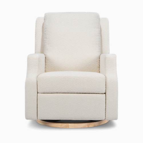 Crewe Recliner and Swivel Glider - Ivory Boucle W/ Light Wood Base