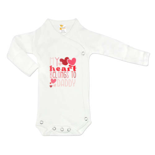 "My Heart Belongs to Daddy" Pink Kimono L/S Bodysuit Preemie (3-6lbs)
