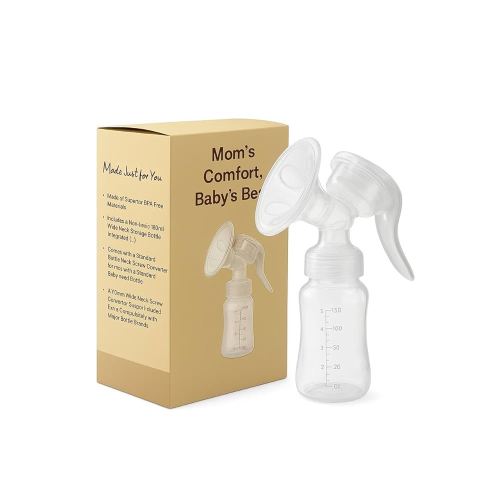 Manual Breast Pump – BPA Free - Portable & Silent Milk Extractor, Easy to Clean, Comfort Flange, Breastfeeding Essentials, Gift Set