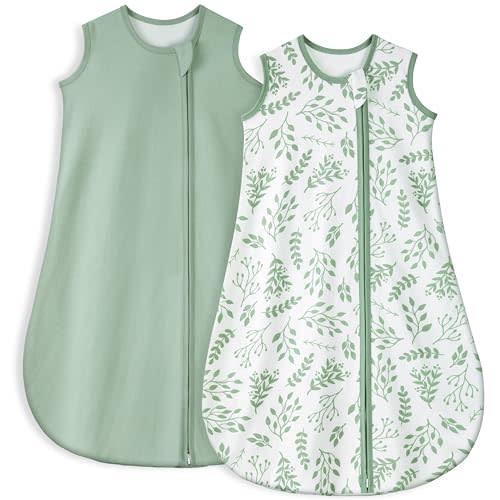 Yoofoss Baby Sleep Sack 12-18 Months TOG 1.0 Baby Wearable Blanket, 2 Pack 100% Organic Cotton Infant Toddler Sleeping Sack 2-Way Zipper Lightweight Sleep Sack