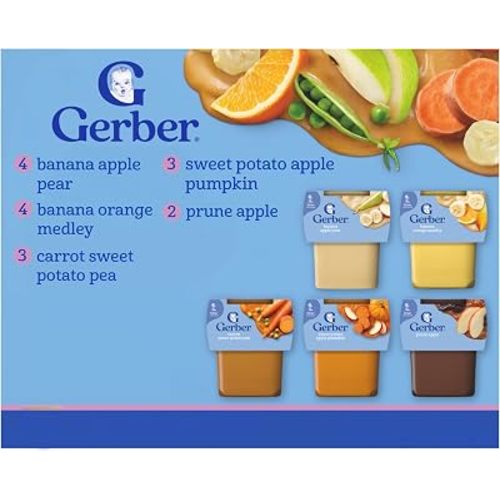 Gerber 2nd Foods Natural for Baby WonderFoods Baby Food, Variety Pack, 4 oz Tubs (32 Pack)