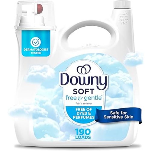 Downy Free & Gentle Liquid Fabric Softener, 140 fl oz, 190 Loads, Hypoallergenic, Sensitive Skin Friendly Fabric Conditioner Liquid