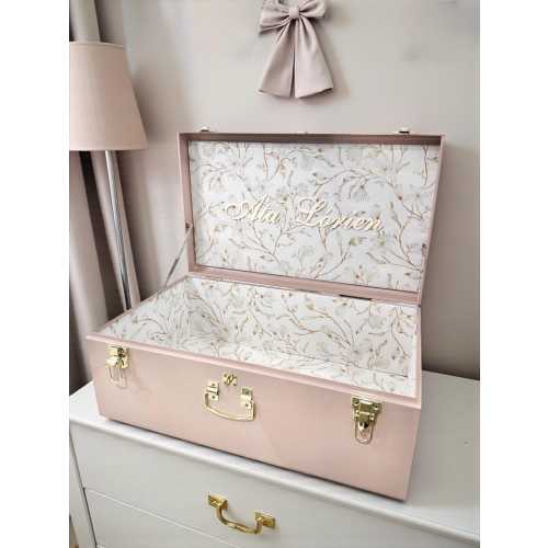 Baby Girl Keepsake Trunk Newborn Pink Nursery Decor Storage Bin Toddler Niece First Birthday Goddaughter Baptism Memory Box Gender Reveal