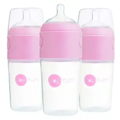PopYum 9 oz Pink Anti-Colic Formula Making Baby Bottle, 3-Pack with #2 Medium Flow Nipples - TikTok Shop