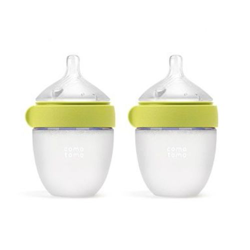 Comotomo Silicone Baby Bottles Gen 2 - Green - 5 fl oz/2pk: BPA-Free, Lead-Free, Level 1 Nipple