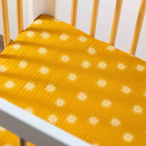 Babyletto Crib Sheet in GOTS Certified Organic Muslin Cotton | Golden Hour
