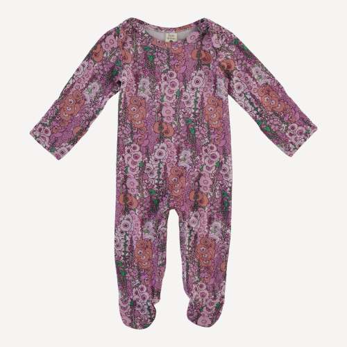 long sleeve lap neck footie | orchid hollyhock | bamboo – kate quinn