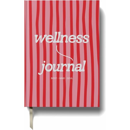 Yop & Tom Wellness Journal – Self Care Journal & Mindfulness Diary, Gratitude Notebook, 192 Pages Hardcover, Pink Stripes