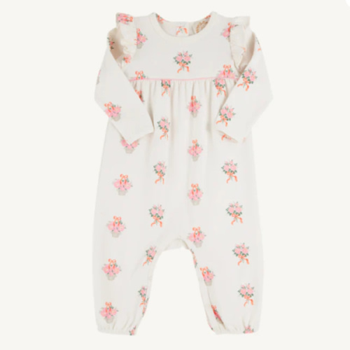 Leigh Ann Angel Sleeve Romper - Nonesuch Stems with Sandpearl Pink