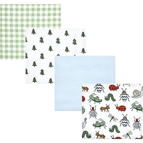 Hudson Baby Unisex Baby Cotton Flannel Receiving Blankets, Bugs, One Size