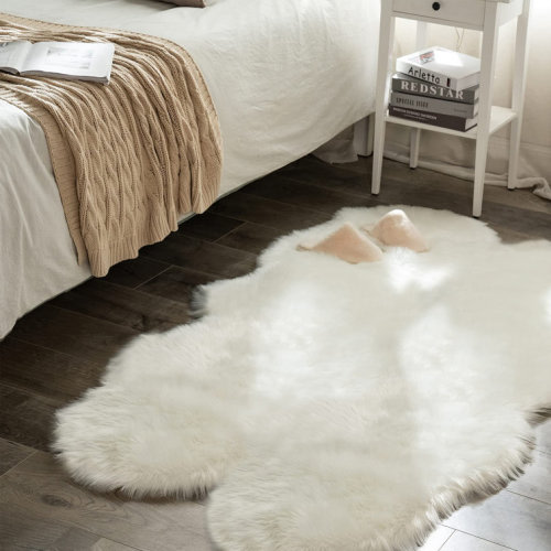 White Shag Novelty Faux Sheepskin Fur Fluffy Rug