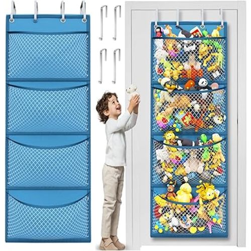 Honeyera Storage for Stuffed Animal - Over Door Organizer for Stuffies, Baby Accessories, and Toy Plush/Easy Installation with Breathable Hanging Pockets