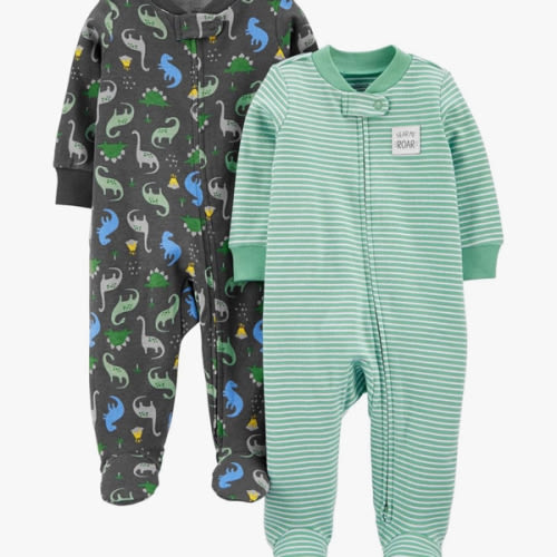 Simple Joys by Carter's baby-boys 2-way Zip Thermal Footed Sleep and Play, Pack of 2