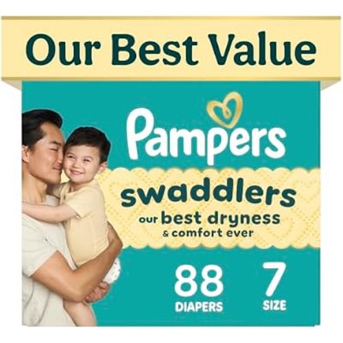 Swaddlers Diapers, Size 7 (26-50 lbs), 88 Count, Fragrance Free, Hypoallergenic, Absorbent, Pediatrician Recommended, Skin Safe