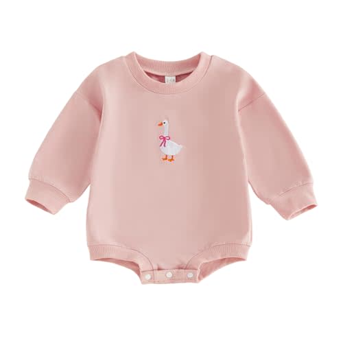 Baby Boy Girl Sweatshirt Romper Long Sleeve Bubble Bodysuit | Unisex Baby Long Sleeve Oversize Romper Top, Baby Goose Clothes Fall, Ideal for Farm Animal Birthday Outfit&Daliywear