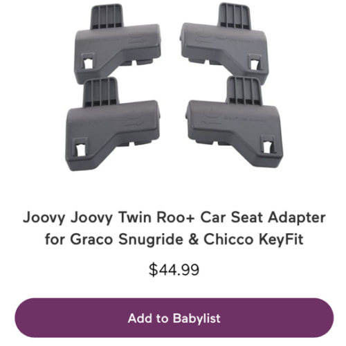 Joovy Joovy Twin Roo+ Car Seat Adapter for Graco Snugride & Chicco KeyFit