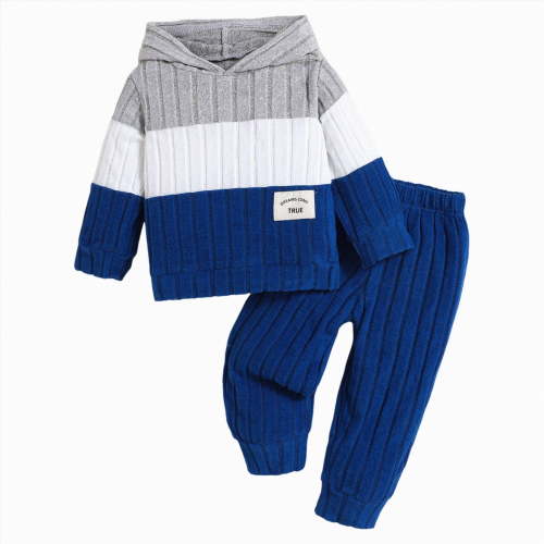 TAmten Infant Boy Clothes Sweatshirt Outfit Mamas Little Man Long Sleeve Shirt Jogger Pants Toddler Outfit for Boys(Blue,9-12 Months)