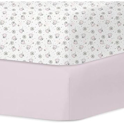 Little Grape Land Crib Sheets 2 Pack for Boys and Girls, Baby Neutral Crib Fitted Sheets for Standard Crib & Toddler Mattress, Super Soft Breathable Fitted Crib Sheet Set, Flying Cow