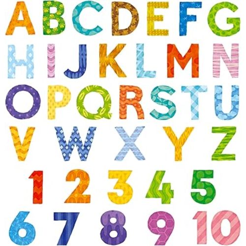 DECOWALL DS9-4003 Uppercase Alphabet Letter Numbers Kids Wall Stickers Wall Decals Peel and Stick Removable Wall Stickers for Kids Nursery Bedroom Living Room