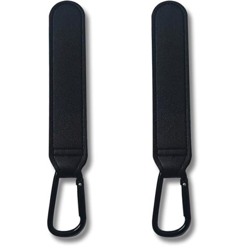 Stroller Hooks, 2 Pack Stroller Clips with Self-Locking Buckle, Hook and Loop Strap for Baby Stroller, Shopping Cart (Black)