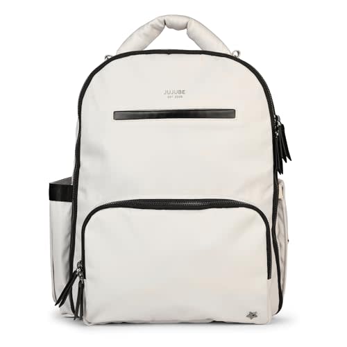 JuJuBe x Witney Carson - New Classic Diaper Bag Backpack with Portable Changing Pad, Stroller Straps, Large Travel Backpack, Carrying Baby Bottles, Wipes, Diapers, Cloud, Mothers Day Gift