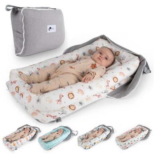 Joyful Journeys Versatile Diaper Bag & Lounger (Pink Zoo Animals)