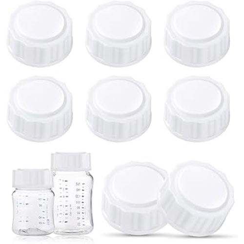 (8 Pcs) Travel Bottle Caps Compatible with Avent Baby Bottles, Bottle Lids Replacement & Storage, White