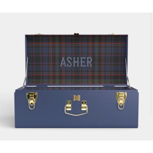 Mini Trunk - Navy - PK Plaid / Embroidery