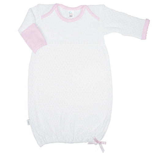 Paty Knit Overlap Shoulder Gown (with Pima Binding) - Pink