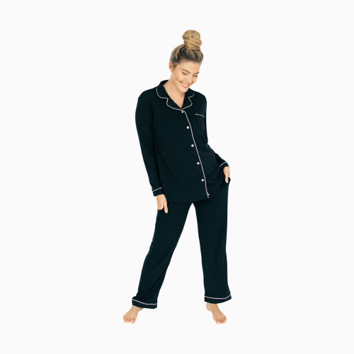 Kindred Bravely Clea Bamboo Long Sleeve Pajama Set - Black, X-Large