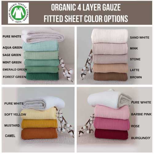 Organic Cotton Muslin Fitted Sheet: Ultra Soft 4-Layer Gauze