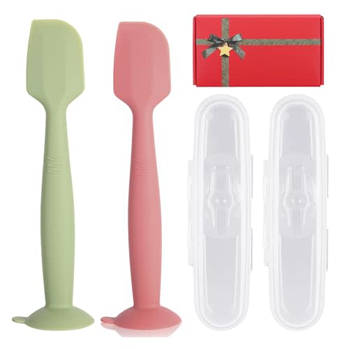 MAIKKB Baby Diaper Cream Spatula with Case,2 Large Diaper Spatula with 2 Travel Case 1 Gift Box,Butt Paste Spatula Baby Butt Spatula,Diaper Cream Applicator Diaper Rash Spatula (2 Large Red Green)