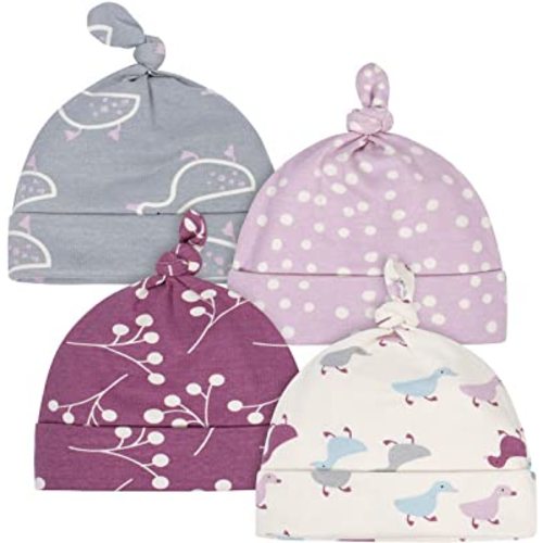 Grow by Gerber Baby Girls 4-Pack Caps