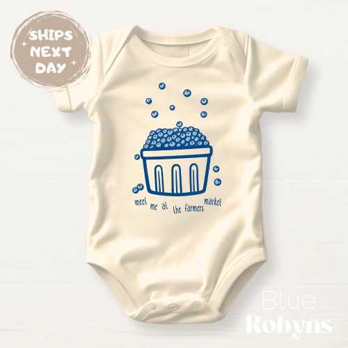 Blueberry Baby Bodysuit, Meet me at the Farmers Market Baby Gift for Newborn Outfit Cute Girl Tshirt Birthday Girl Outfit Cute Blueberry Tee