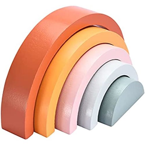 Wooden Rainbow Stacking Toy - Montessori Rainbow Nesting Puzzle - Building Block Stacker Game for Baby, Kids, and Toddler - Educational and Interactive toys - Non-toxic Sensory Learning Gift