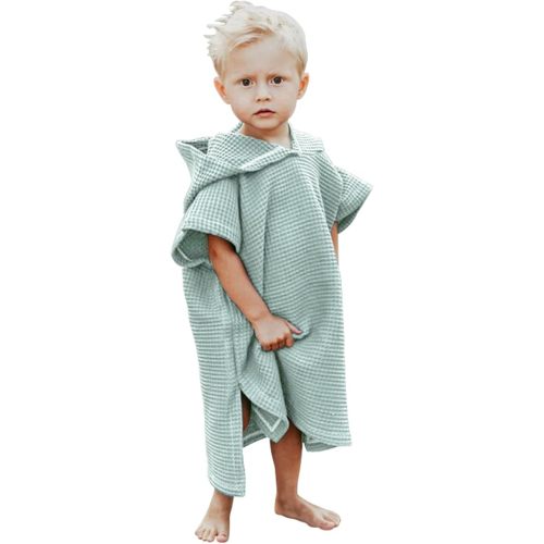 BANGSAUR Hooded Poncho Towel for Toddlers Babies Cotton Lightweight Cover-up Bath Beach Changing Towels, 2-5 Years,Green,23.6in