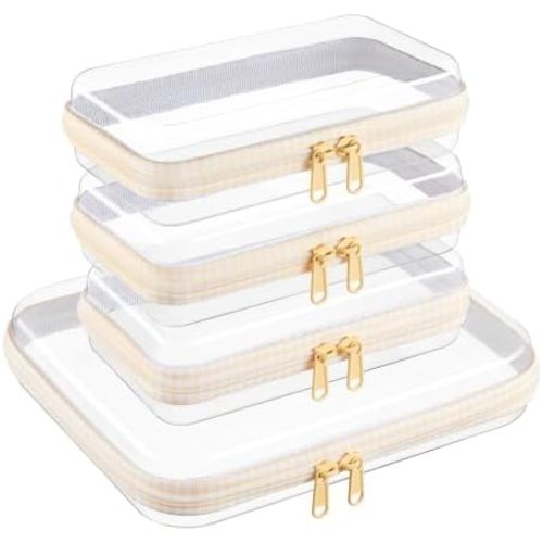 Clear Zipper Pouches, Hard Shell Zipper Case (M+3S)