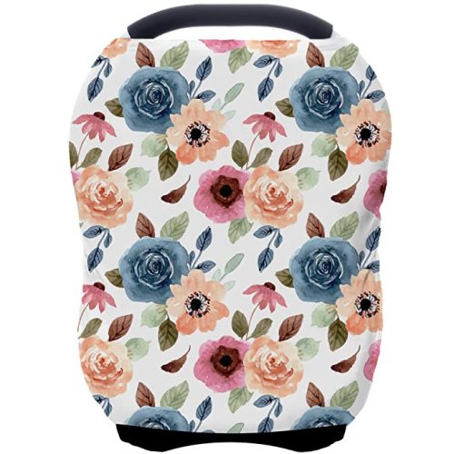 Car Seat Covers for Babies - Multi- use Nursing Carseat Canopy, Breastfeeding Covers, Baby Shower Gifts for Boys and Girls (Colourful Rose)