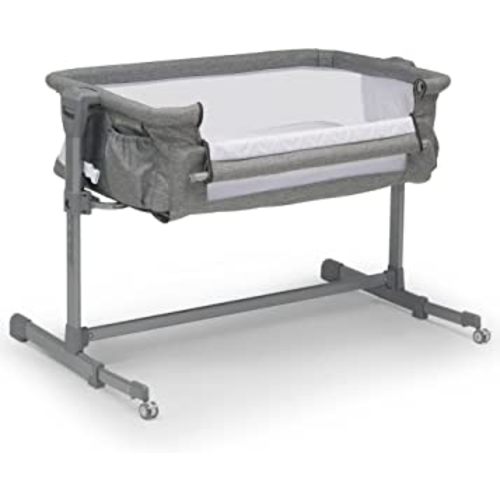 Delta Children Close2Me Bedside Baby Bassinet Sleeper with Breathable Mesh and Adjustable Heights - Lightweight Portable Crib, Grey